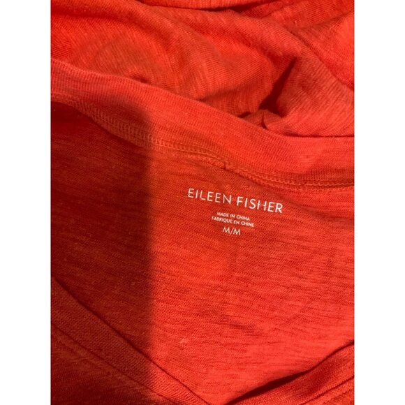 Eileen Fisher Orange Hemp Cotton V-Neck T-Shirt Dress, Size Medium - Picture 5 of 5